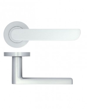 Door Handles Stanza Valencia Lever on Round Rose Satin Chrome ZPA040-SC