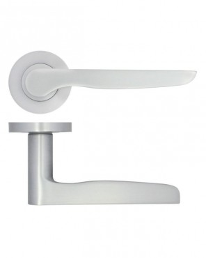 Door Handles Stanza Vigo Lever on Round Rose Satin Chrome ZPA080-SC