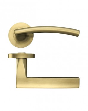 Door Handles Stanza Amalfi Lever on Round Rose Favo Satin Brass ZPZ080-FSB