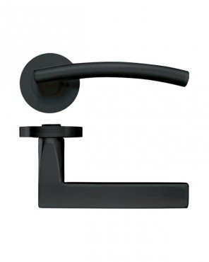 Door Handles Stanza Amalfi Lever on Round Rose Oscuro Matt Black ZPZ080-OMB