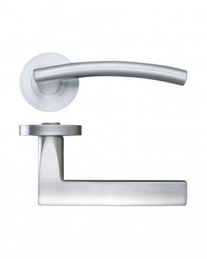 Door Handles Stanza Amalfi Lever on Round Rose Satin Chrome ZPZ080SC