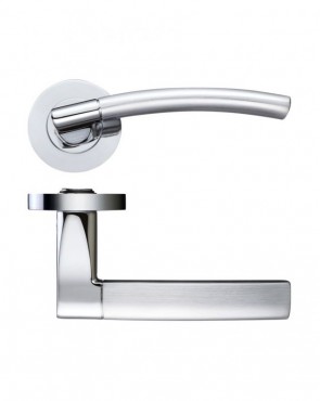 Door Handles Stanza Amalfi Lever on Round Rose Dual Finish Polished & Satin Chrome ZPZ080SCCP