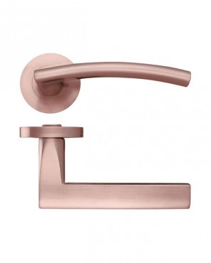 Door Handles Stanza Amalfi Lever on Round Rose Tuscan Rose Gold ZPZ080-TRG