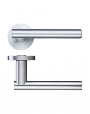 Door Handles Stanza Lucca Lever on Round Rose Satin Chrome ZPZ090SC