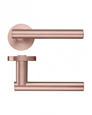Door Handles Stanza Lucca Lever on Round Rose Tuscan Rose Gold ZPZ090-TRG