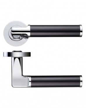 Door Handles Stanza Milan Lever on Round Rose Dual Finish Polished Chrome & Black ZPZ030CPMB