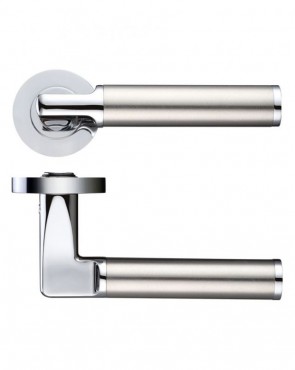 Door Handles Stanza Milan Lever on Round Rose Dual Finish Chrome & SSS ZPZ030CPSS