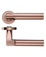 Door Handles Stanza Milan Lever on Round Rose Tuscan Rose Gold ZPZ030-TRG 17.78