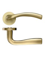 Door Handles Stanza Siena Lever on Round Rose Favo Satin Brass ZPZ050-FSB 22.14