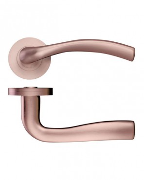 Door Handles Stanza Siena Lever on Round Rose Tuscan Rose Gold ZPZ050-TRG