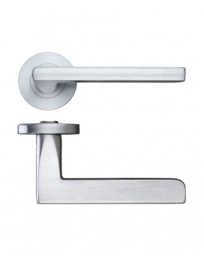 Door Handles Stanza Venice Lever on Round Rose Satin Chrome ZPZ070SC