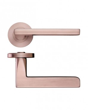 Door Handles Stanza Venice Lever on Round Rose Tuscan Rose Gold ZPZ070-TRG