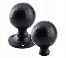 Foxcote Foundries FF415R Ball Rim Door Knob Handles Black Antique 20.03