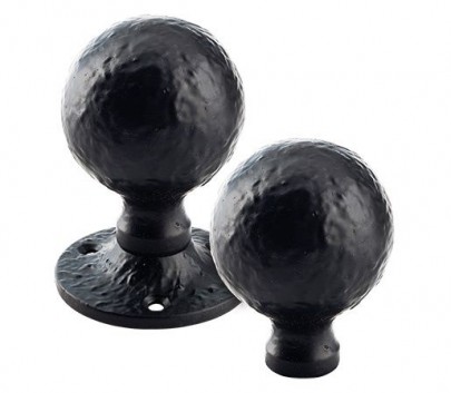 Foxcote Foundries FF415R Ball Rim Door Knob Handles Black Antique