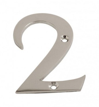 75mm Door Number 2 Polished Chrome