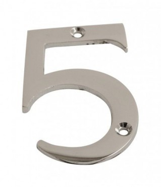 75mm Door Number 5 Polished Chrome