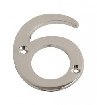 75mm Door Number 6 Polished Chrome