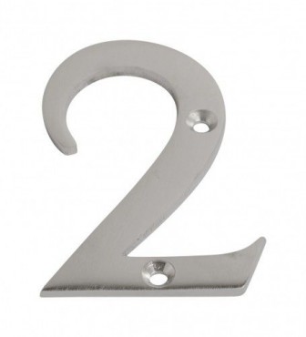 75mm Door Number 2 Satin Chrome