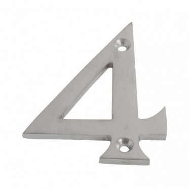 75mm Door Number 4 Satin Chrome