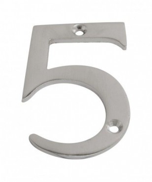 75mm Door Number 5 Satin Chrome