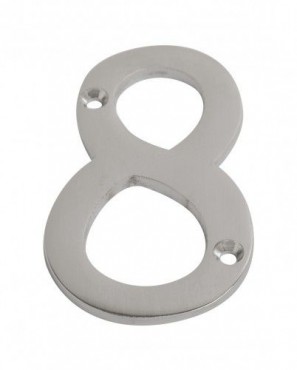 75mm Door Number 8 Satin Chrome