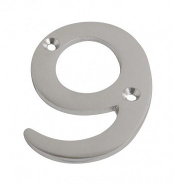 75mm Door Number 9 Satin Chrome