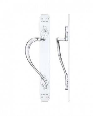 Pull Handle on Art Nouveau Backplate 377mm x 42mm Fulton & Bray FB114LCP Left Hand Polished Chrome