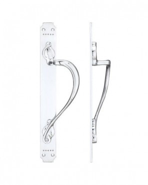 Pull Handle on Art Nouveau Backplate 377mm x 42mm Fulton & Bray FB114RCP Right Hand Polished Chrome