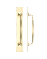 Pull Handle on Backplate Pub Style 425mm x 60mm Fulton & Bray FB112B Polished Brass 71.35