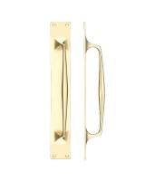 Pull Handle on Backplate Pub Style 425mm x 60mm Fulton & Bray FB112B Polished Brass 71.35