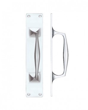 Pull Handle on Backplate Pub Style 300mm x 60mm Fulton & Bray FB112A Polished Chrome