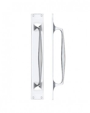 Pull Handle on Backplate Pub Style 425mm x 60mm Fulton & Bray FB112BCP Polished Chrome
