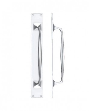 Pull Handle on Backplate Pub Style 425mm x 60mm Fulton & Bray FB112BCP Polished Chrome