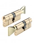 Vier Euro Cylinder & Turn 70mm 5 pin Polished Brass 13.35