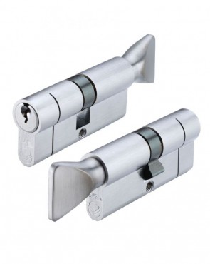 Vier Euro Cylinder & Turn 70mm 5 pin Satin Chrome Keyed Alike KA11