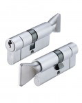 Vier Euro Cylinder & Turn 70mm 5 pin Satin Chrome 11.87