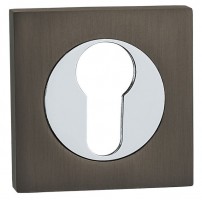 Fortessa Euro Escutcheons on Square Rose Gun Metal Grey & Polished Chrome per Pair 12.01