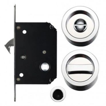 Zoo Sliding Pocket Door Lock Set FB81CP Polished Chrome