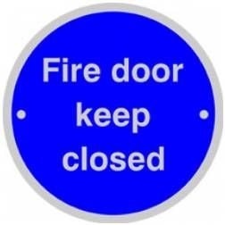 76mm Dia Fire Door Keep Closed Sign SSS BS5499