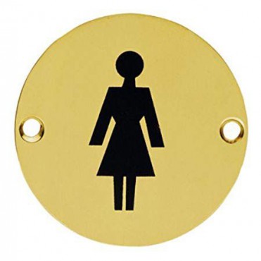 Female Toilet Sign Symbol 76mm Diameter Brass