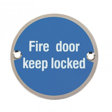 Fire Door Keep Locked Sign 76mm Dia BS5499 PSS