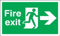 Fire Exit Sign Running Man Arrow Right 450 x 150mm BS5 Rigid Self Adhesive BS5499 6.10
