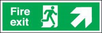 Fire Exit Sign Running Man Arrow Right Up 450 x 150mm BS26 Rigid Self Adhesive BS5499 6.58