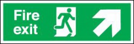Fire Exit Sign Running Man Arrow Right Up 600 x 200mm BS25 Rigid Self Adhesive BS5499 12.98
