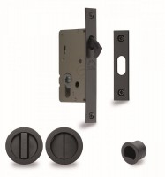 Flush Handle Sliding Door Privacy Lock Set Marcus RD2308-40-BLK Matt Black Round Rose 74.26