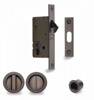 Flush Handle Sliding Door Privacy Lock Set Marcus RD2308-40-MB Matt Bronze Round Rose £65.14