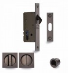 Flush Handle Sliding Door Privacy Lock Set Marcus SQ2308-40-MB Matt Bronze Square Rose 74.26