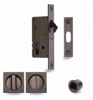 Flush Handle Sliding Door Privacy Lock Set Marcus SQ2308-40-MB Matt Bronze Square Rose £70.34