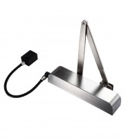 Exidor Free Swing Hold Open Electromagnetic Door Closer with Radius Cover Exidor 9870 Satin Stainless Steel 234.45