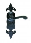 Ludlow Foundries Door Handles LF5504 Fleur de Lys Lever Lock Black Antique 23.62